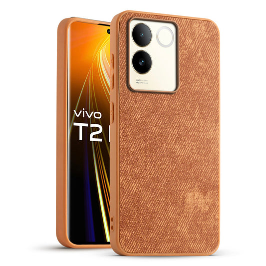 Classic Denim Finish Back Case for Vivo T2 Pro 5G with Raised Camera Edges & Micro-Fiber Lining