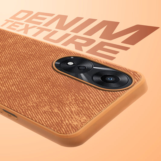 Classic Denim Finish Back Case for Oppo A78 5G with Raised Camera Edges & Micro-Fiber Lining