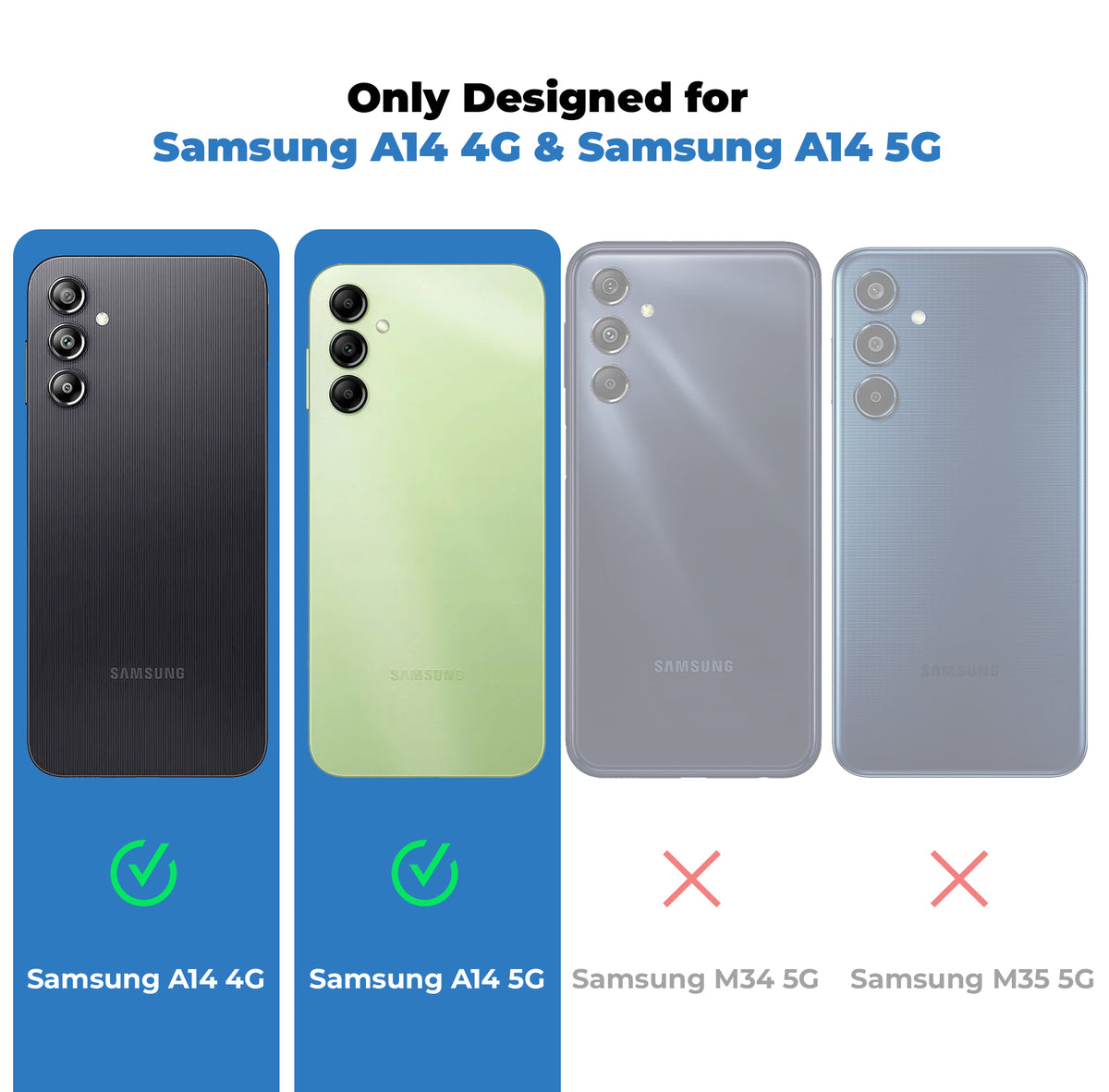 Silicone Grip Clear Case Ring Holder Kickstand For Samsung A14 5G