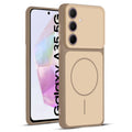 Full protective dual tone Brown silicone case for Samsung A35 5G showing front and back design coverage