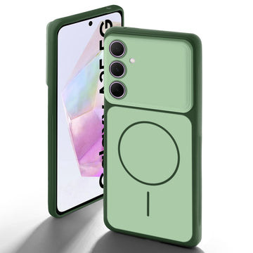 Dual tone silicone Green back cover for Samsung A35 5G showing camera protection and design