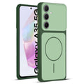 Full protective dual tone Green silicone case for Samsung A35 5G showing front and back design coverage