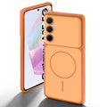 Dual tone silicone Orange back cover for Samsung A35 5G showing camera protection and design
