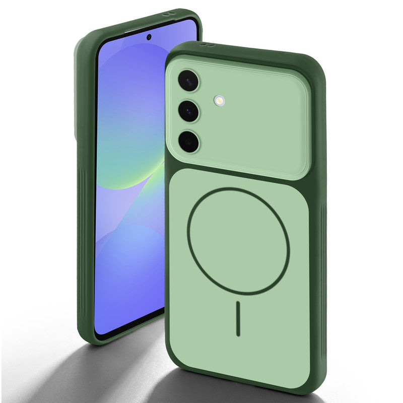 Dual tone silicone Green back cover for Samsung A36 5G showing camera protection and design