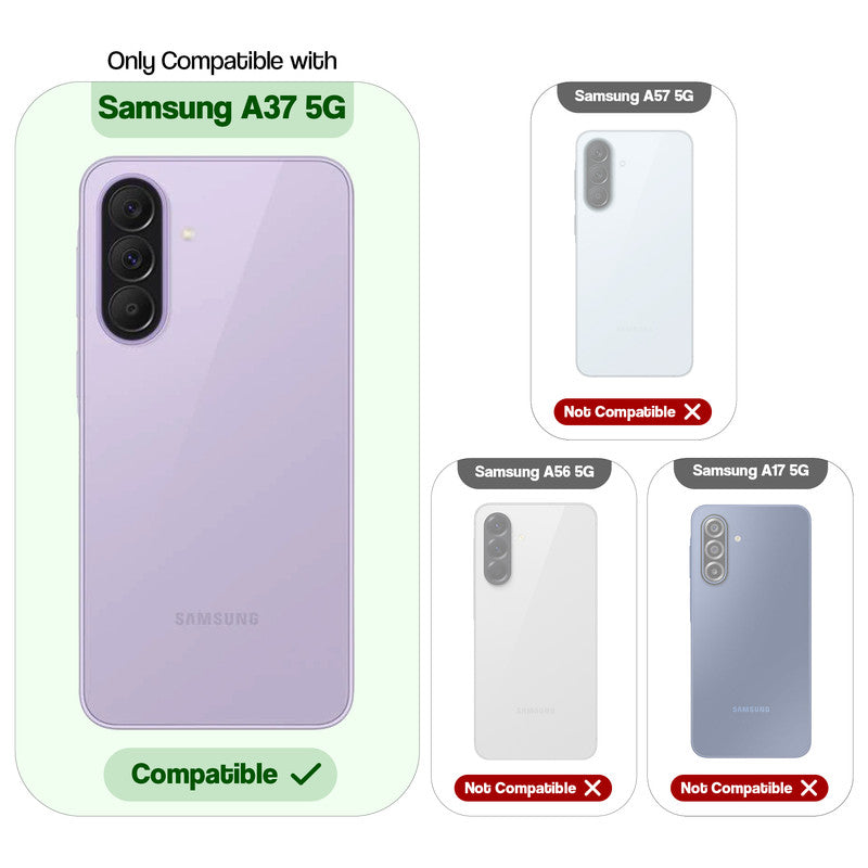 Compatibility comparison image showing Samsung A37 5G supported, while other models are not compatible.