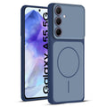Full protective dual tone Blue silicone case for Samsung A55 5G showing front and back design coverage