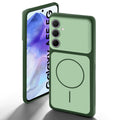 Dual tone silicone Green back cover for Samsung A55 5G showing camera protection and design