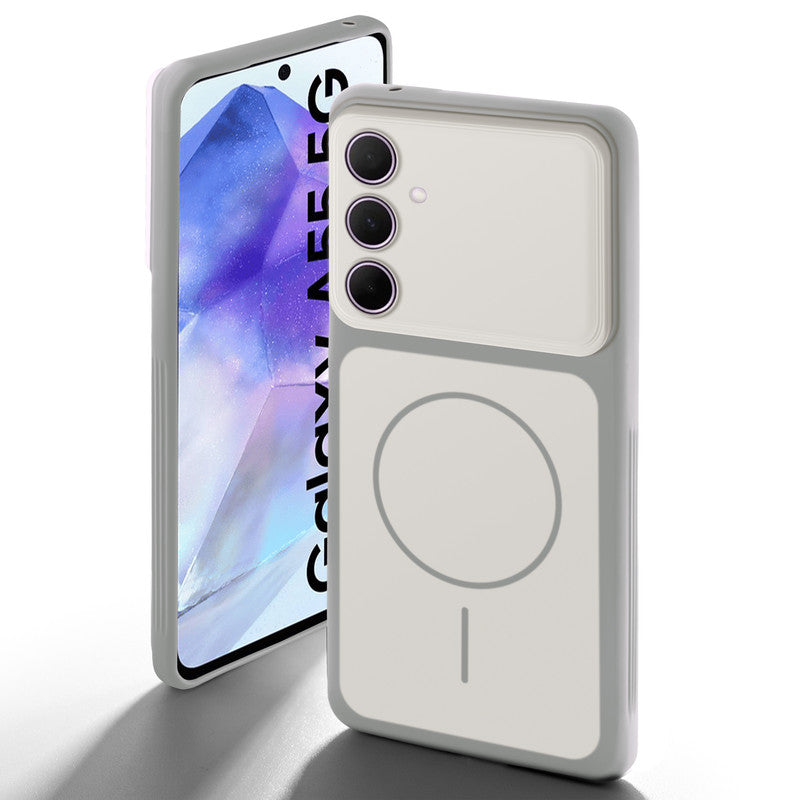 Dual tone silicone White back cover for Samsung A55 5G showing camera protection and design