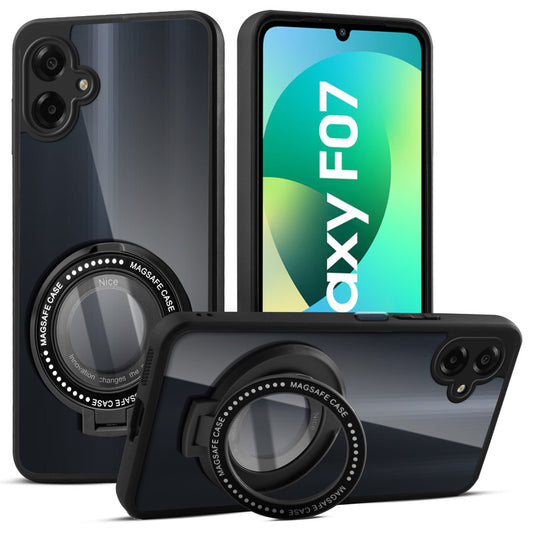 Soft Frame Clear Case Ring Holder Kickstand For Samsung F07