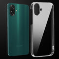 Transparent anti-yellow hard back case fitted on Samsung F07 showing full back coverage and camera protection