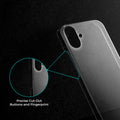Close-up view of transparent case showing precise button cutouts and responsive side button coverage for Samsung F07