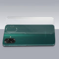 Transparent hard back case being installed on Samsung F07 showing perfect alignment and camera protection fit