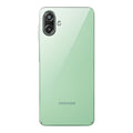 Back view of Samsung F70e 5G showing camera module and clean rear design with protective case
