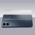 Transparent hard back case being installed on Samsung M07 showing perfect alignment and camera protection fit
