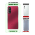 Clear hard back case compatibility guide showing fit for Samsung M47 5G and not compatible with other models