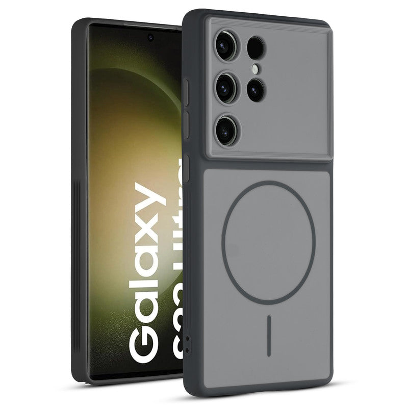 Full protective dual tone Black silicone case for Samsung S23 Ultra 5G showing front and back design coverage