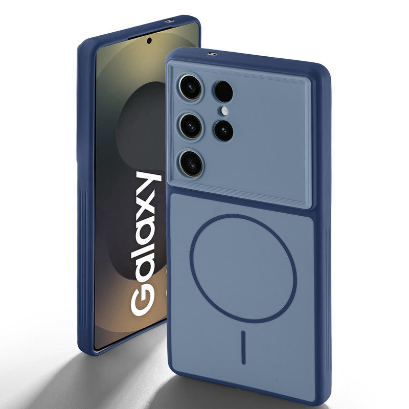 Dual tone silicone Blue back cover for Samsung S23 Ultra 5G showing camera protection and design