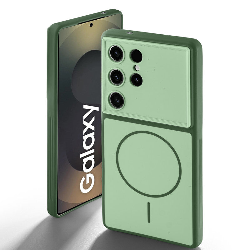 Dual tone silicone Green back cover for Samsung S23 Ultra 5G showing camera protection and design