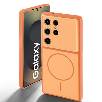 Dual tone silicone Orange back cover for Samsung S23 Ultra 5G showing camera protection and design