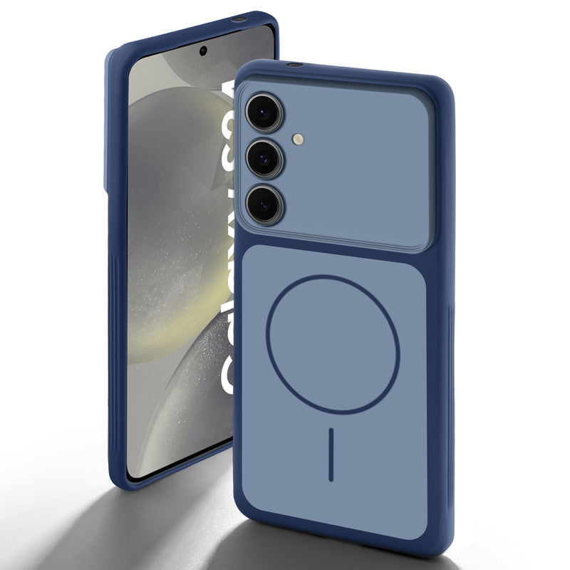 Dual tone silicone Blue back cover for Samsung S24 5G showing camera protection and design