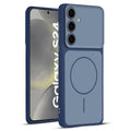 Full protective dual tone Blue silicone case for Samsung S24 5G showing front and back design coverage