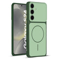 Full protective dual tone Green silicone case for Samsung S24 5G showing front and back design coverage