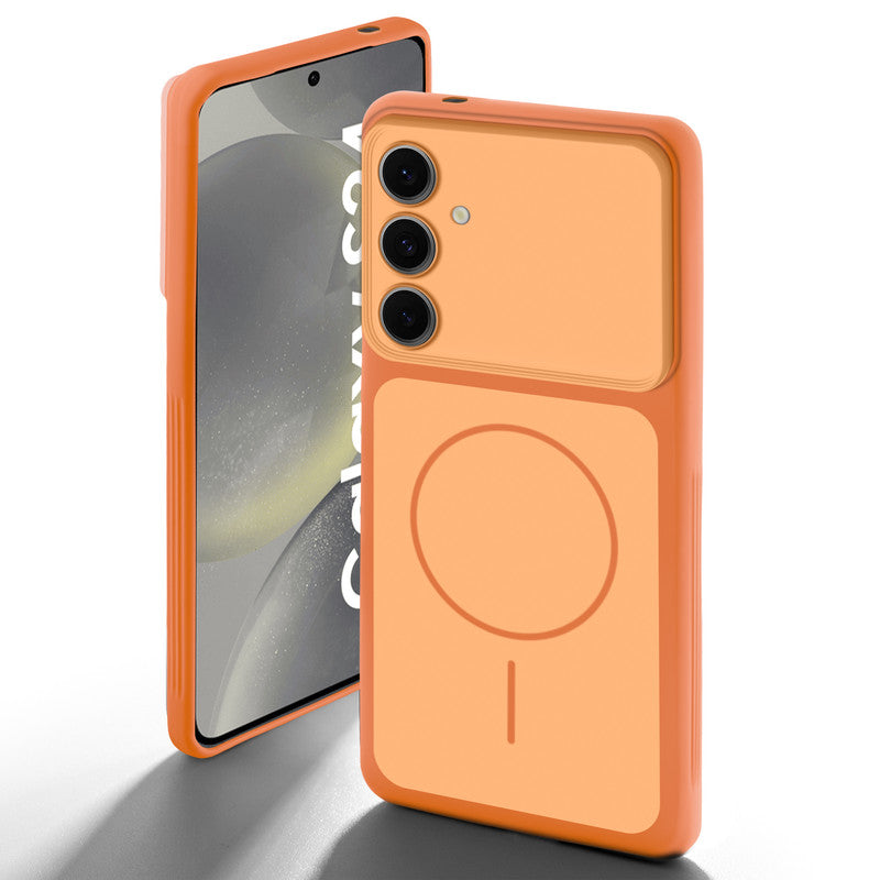 Dual tone silicone Orange back cover for Samsung S24 5G showing camera protection and design