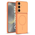 Full protective dual tone Orange silicone case for Samsung S24 5G showing front and back design coverage