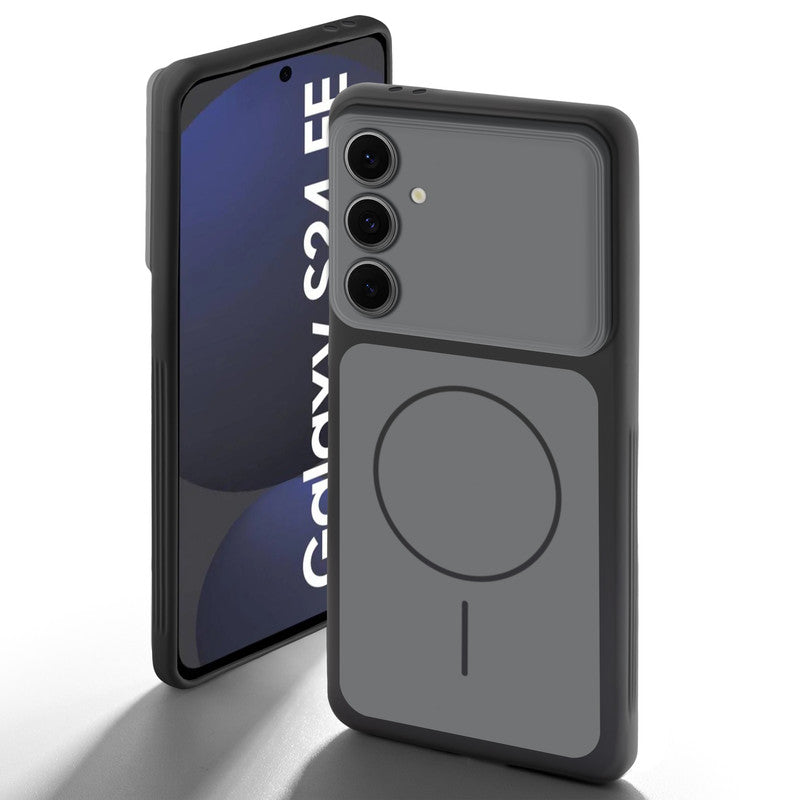 Dual tone silicone Black back cover for Samsung S24 FE 5G showing camera protection and design