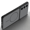 Slim silicone Black phone case for Samsung S24 FE 5G side angle view showing grip texture and precise cutouts