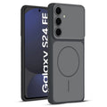 Full protective dual tone Black silicone case for Samsung S24 FE 5G showing front and back design coverage