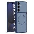 Full protective dual tone Blue silicone case for Samsung S24 FE 5G showing front and back design coverage