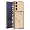 Full protective dual tone Brown silicone case for Samsung S24 FE 5G showing front and back design coverage