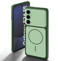 Dual tone silicone Green back cover for Samsung S24 FE 5G showing camera protection and design