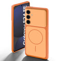 Dual tone silicone Orange back cover for Samsung S24 FE 5G showing camera protection and design