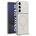 Full protective dual tone White silicone case for Samsung S24 FE 5G showing front and back design coverage