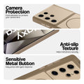 Brown Phone case for Samsung S24 Ultra 5G highlighting raised camera protection, anti-slip texture, and responsive side buttons