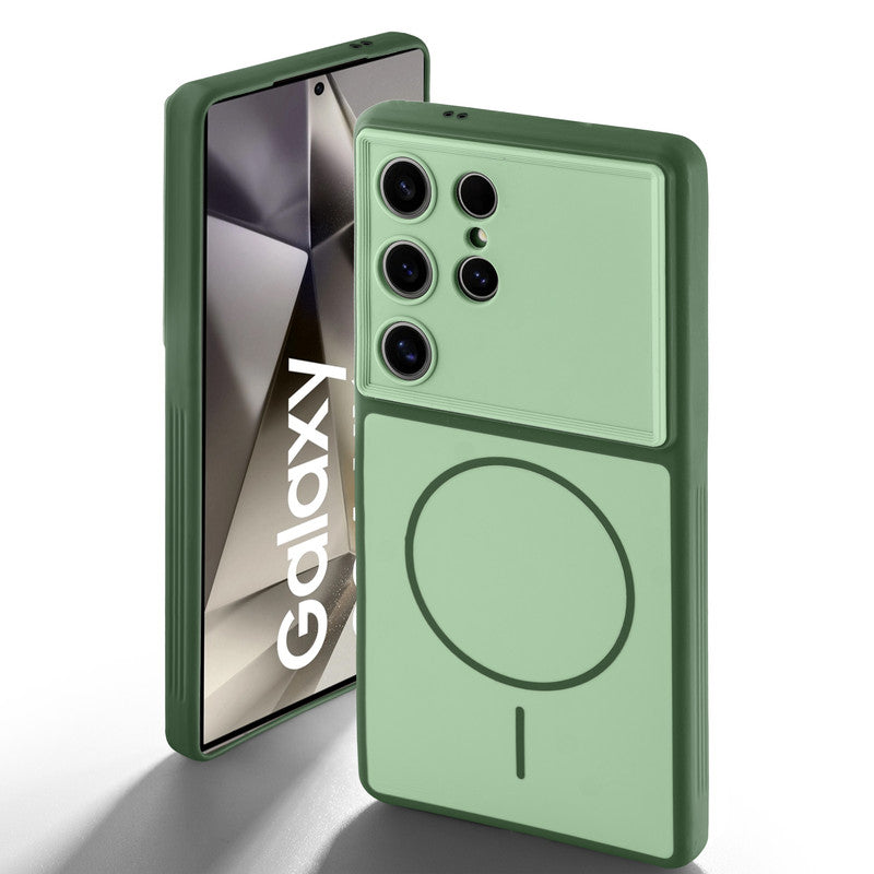 Dual tone silicone Green back cover for Samsung S24 Ultra 5G showing camera protection and design