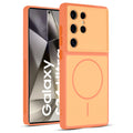 Full protective dual tone Orange silicone case for Samsung S24 Ultra 5G showing front and back design coverage