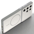 Slim silicone White phone case for Samsung S24 Ultra 5G side angle view showing grip texture and precise cutouts