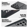 Black Phone case for Samsung S25 Ultra 5G highlighting raised camera protection, anti-slip texture, and responsive side buttons