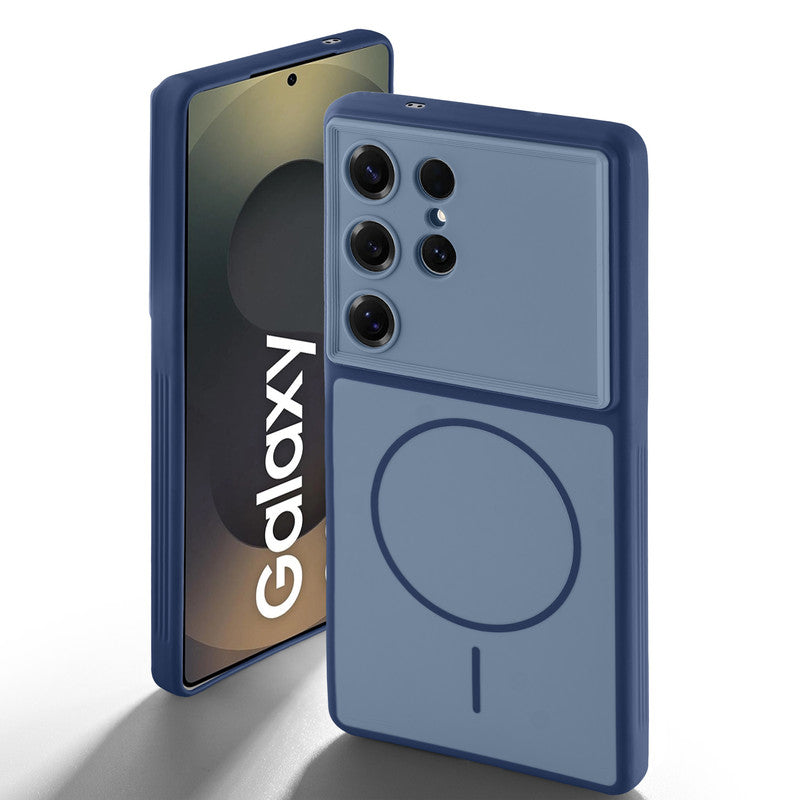 Dual tone silicone Blue back cover for Samsung S25 Ultra 5G showing camera protection and design