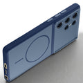 Slim silicone Blue phone case for Samsung S25 Ultra 5G side angle view showing grip texture and precise cutouts