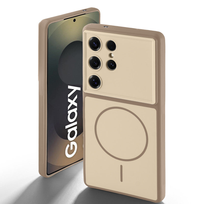 Dual tone silicone Brown back cover for Samsung S25 Ultra 5G showing camera protection and design