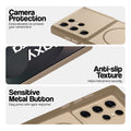 Brown Phone case for Samsung S25 Ultra 5G highlighting raised camera protection, anti-slip texture, and responsive side buttons