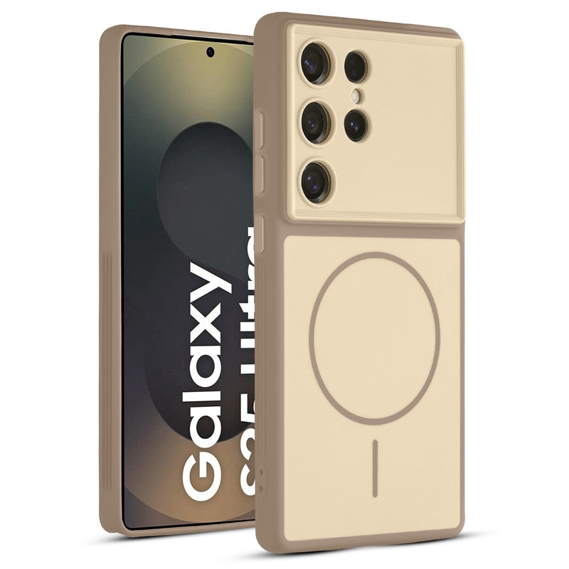 Full protective dual tone Brown silicone case for Samsung S25 Ultra 5G showing front and back design coverage