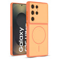 Full protective dual tone Orange silicone case for Samsung S25 Ultra 5G showing front and back design coverage