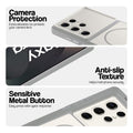 White Phone case for Samsung S25 Ultra 5G highlighting raised camera protection, anti-slip texture, and responsive side buttons