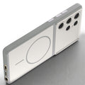 Slim silicone White phone case for Samsung S25 Ultra 5G side angle view showing grip texture and precise cutouts