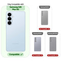 Clear hard back case compatibility guide showing fit for Samsung S26 Plus 5G and not compatible with other models